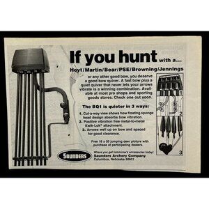 Saunders Archery Print Ad Vintage 1980 Bow Hunting Columbus NE
